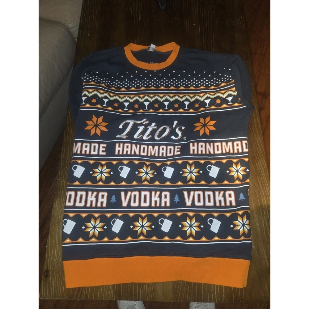Tito's Handmade Vodka Ugly Christmas Sweater Sweatshirt Large Holiday Party...